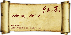 Csáky Béla névjegykártya